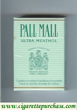 Pall Mall Famous Cigarettes Ultra Menthol cigarettes hard box